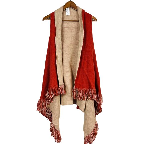 NEW! Francesca's Reversible Cozy Cardigan Rust Fringe - OSFA - Picture 1 of 5